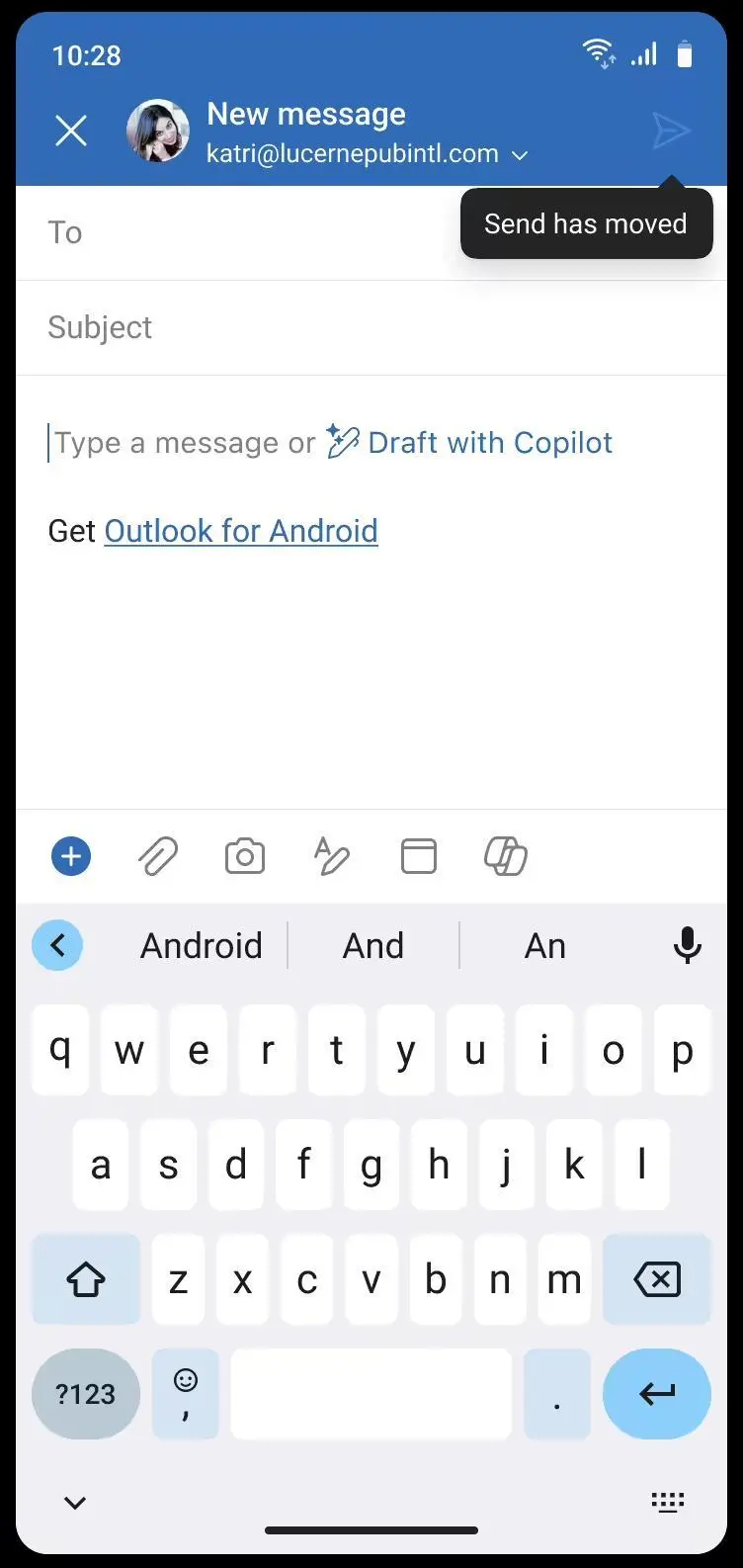 减少邮件误发:ios和安卓版微软outlook发送按钮下月搬家至顶部
