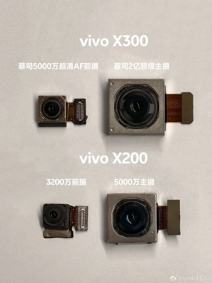 vivo x300标准版升级5000万蔡司apo潜望长焦 全系前摄全面升级