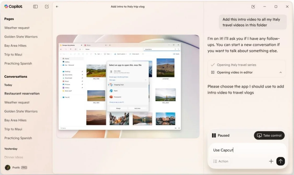 微软win11迎来“ai 管家”:像真人一样完成桌面任务